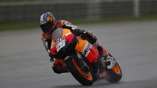 1 - Dani Pedrosas Sieg im Malaysia-GP war sein erster, den er bei nassen Wetterverhältnissen gewinnen konnte. Außerdem war es der erste spanische Sieg in der Königsklasse in Malaysia., Foto: Honda